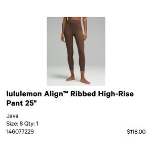 Lululemon Align Ribbed Java